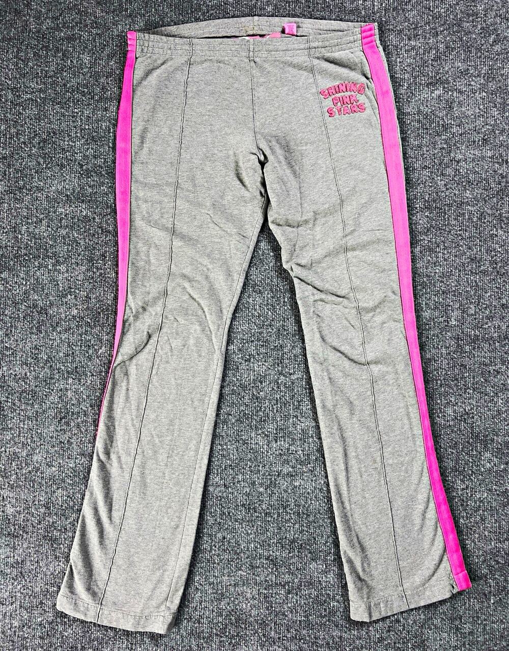 Victorias Secret PINK Sweatpants Y2K Shining Pink Stars Gray Womens Medium